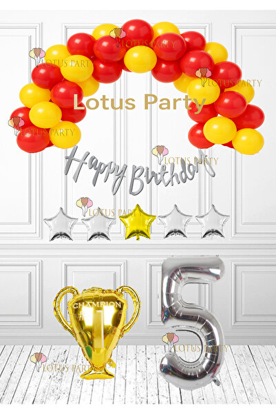 LOTUS PARTY 5 Yaş GALATASARAY temasına uygun doğum günü seti Sarı Kırmızı Bal...