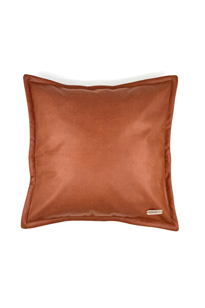 Doryan Home Tokyo Kenar Dikiş Detaylı Suni Nubuk Kare Kırlent Kılıfı - Kiremit Renk 45x45 50x50