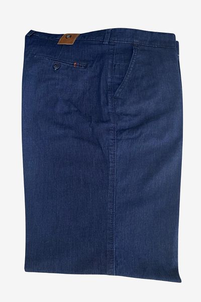BURSPA Pantaloni de in albastru închis pentru bărbați, din bumbac lycra, cu croială relaxată