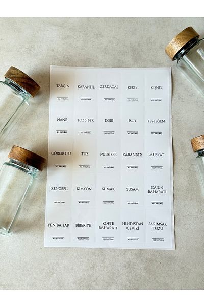 Dekorzdükkan 25 White Spice Rack Labels (100% Waterproof)