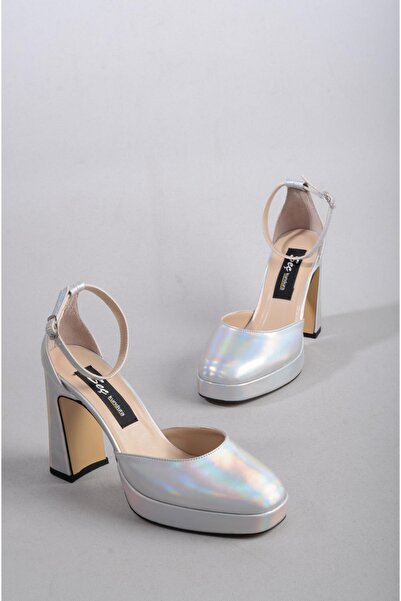 SEÇ KUNDURA SEÇ 8249 - Pantofi de damă cu toc cu platformă de culoare arginti...