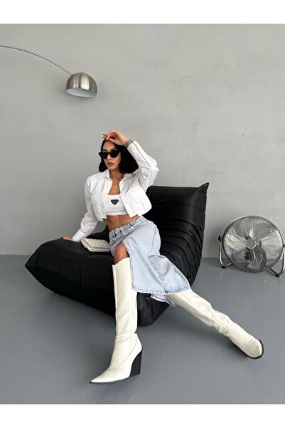 Zeo Basic MAXI BOY YIRTMAÇLI SNOW WASH JEAN ETEK