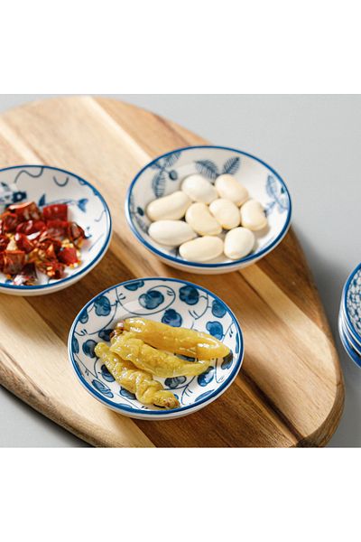Choice 6pcs Mini Ceramic Dipping Plates – Chinese Retro Style For Sushi, Sashimi, Snacks & Desserts