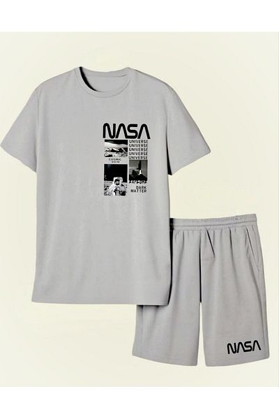 REBRAND Nasa Sportswear Oversize T-Shirt Set - Printed Bottom Top Shorts
