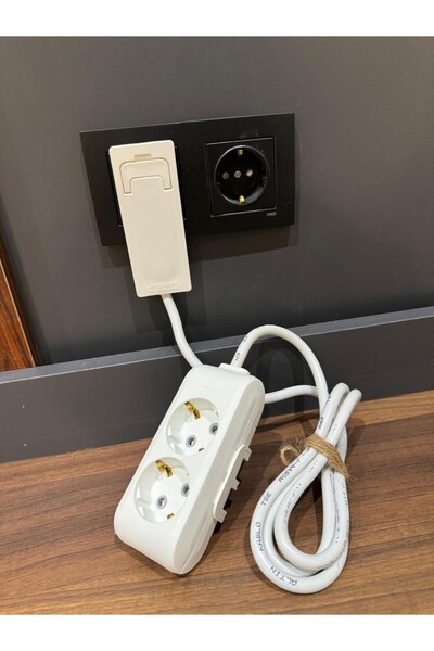 VİKO Viko:2’li Grup Priz 1.5m Ultra Ince Fiş Özelliği Ile Fırın Çamaşır Makine Arkaları Için Uygundur