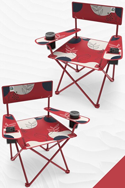 Perilla Qufi Katlanır Kamp Piknik Sandalyesi Rejisör Koltuğu 2 Adet - Kırmızı