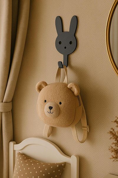 Alper Banyo Adhesive Bathroom, Kitchen Hanger with Rabbit Figure - Cute and Practical Wall Hanger for Children's Room
