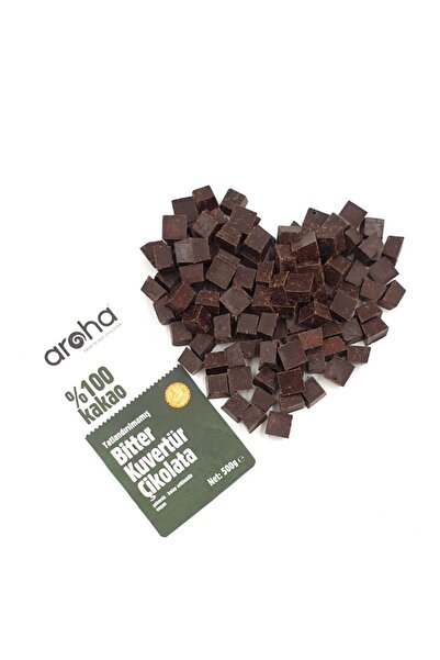 AROHA %100 Kakao Tatlandırılmamış Bitter Kuvertür Çikolata 2'li Paket (500 G X 2 Adet)