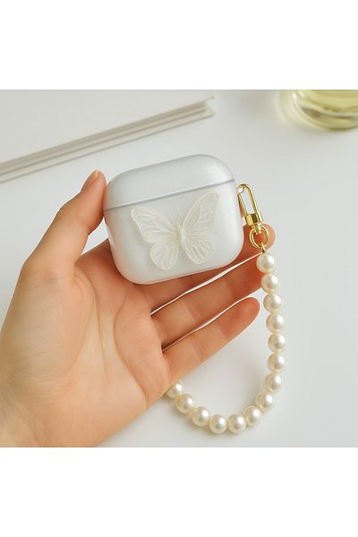 Fibaks AirPods 1St Generation and 2Nd Generation Compatible 3D Butterfly Transparent Glitter Shiny Clasp Headphone Case