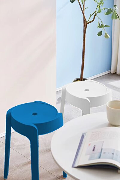 İronika Kaymaz Ayaklı Dekoratif İç İçe Geçebilen Plastik Tabure Mutfak Bahçe ...