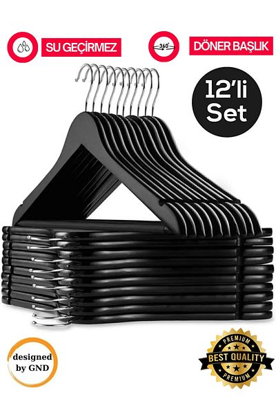 BabyLondy 12 Li Wooden Look A Umeraș pentru haine din plastic de calitate negru