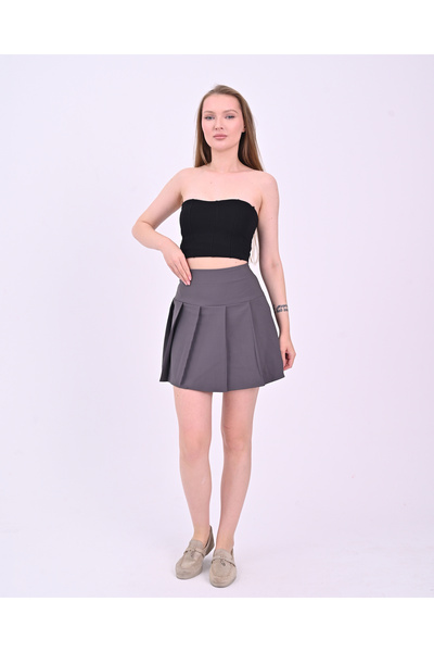 polle Fusta mini dama antracit - tesuta plisata