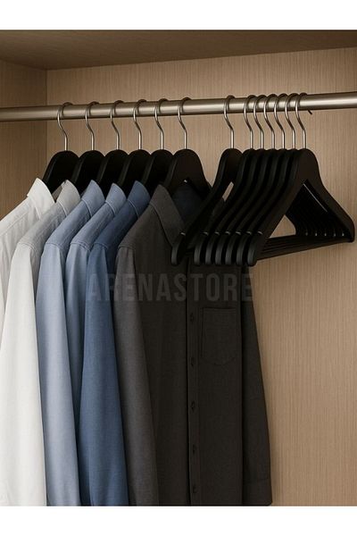 BabyLondy 48 de bucăți din plastic aspect lemn de calitate A cuier pentru haine negre