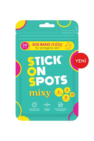 Stick On Spots S.O.S Mixy. |   24 Pack Acne/Acne Patch for Face – 4 Sizes Pimple Patch – Hydrocolloid Tape