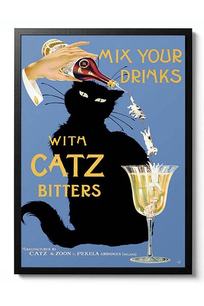 Taranist Vintage Cat Cat Poster retro din hârtie publicitară Catz Bitters