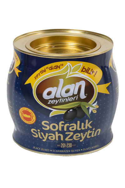 Alan Zeytinleri Gemlik Siyah Zeytin 201-230 XL Teneke 2 KG