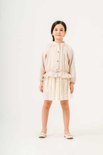 Gocoland Devojčin set od 3 delova, Single jersey majica, Broderija suknja i L...