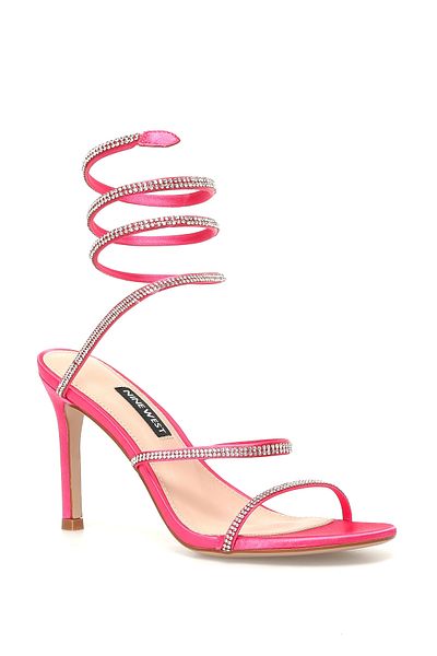 Nine West LORA 3FX - صندل نسائي بكعب وردي