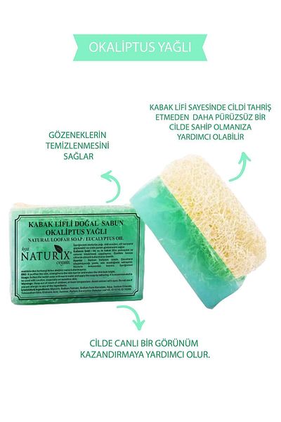 Naturix Eucalyptus Oil Soap with Pumpkin Fiber 130 Gr |   Moisturizing, Peeling and Purifying Soap