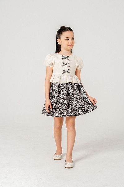 Gocoland Rochie cu fermoar cu fundul de muselină și model leopard