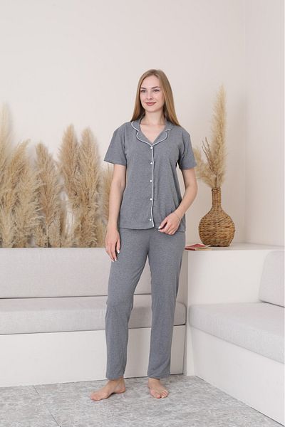 Sude HOMEWEAR Shirt Short Sleeve Anthracite Pajama Set