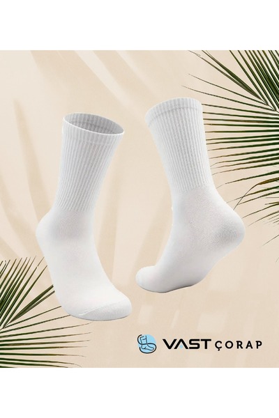 Vast Beyaz Tenis Çorap 6 çift Pamuklu Soket Boy