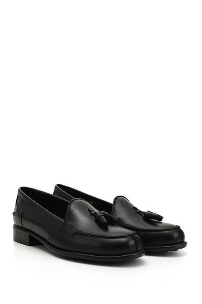 GÖNDERİ(R) Women's Black Genuine Leather Loafer Shoes