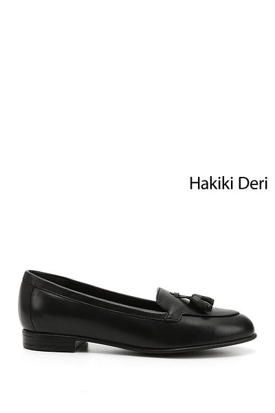 GÖNDERİ(R) Dámské/dívčí baleríny z pravé kůže s černým střapcem