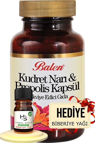 Balen Power Pomegranate - Propolis Capsule 375 Mg 60 Capsules Hrblsglk Rosemary Oil (Gift)