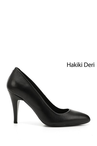 GÖNDERİ(R) Women's Black Pointed Toe Thin Heels Genuine Leather Stiletto