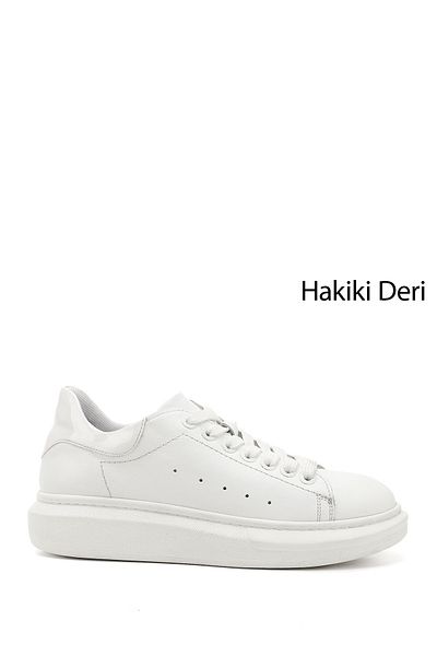 GÖNDERİ(R) Γυναικείο sneaker από γνήσιο δέρμα σε λευκή σόλα με κορδόνια