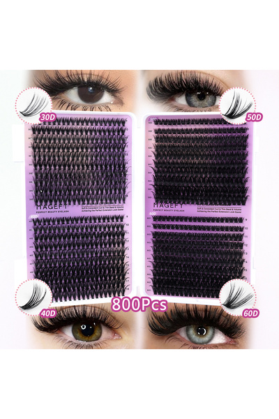 Choice4 مجموعة ملحقات الرموش من MAGEFY DIY، 800 قطعة، رموش فردية ناعمة 80D/100D