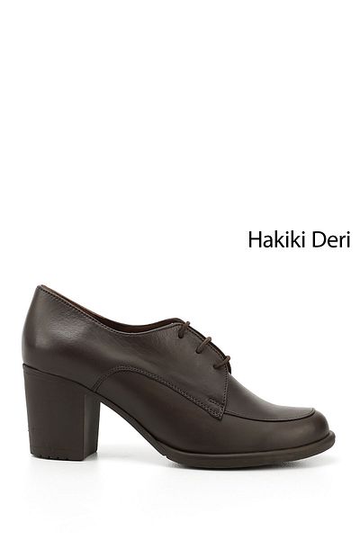GÖNDERİ(R) Women/Girls Brown Antique Lace-Up Medium Thick Heeled Genuine Leather Oxford Shoes