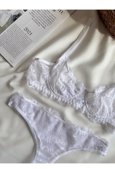 İNKO İÇ GİYİM Мереживний бюстгальтер-стрінги без кісточок на кісточках