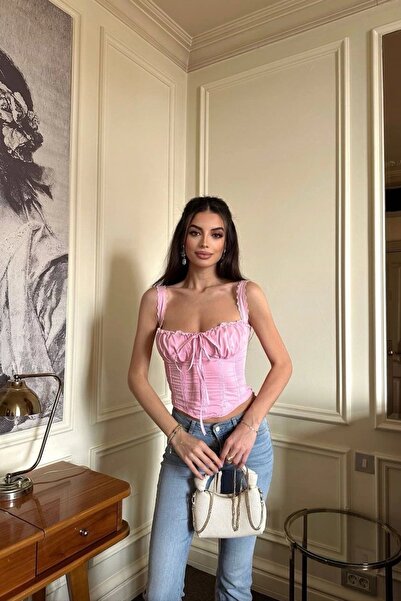 Eka Γυναικείο ροζ δαντελένιο μπουστάκι 1041-2555