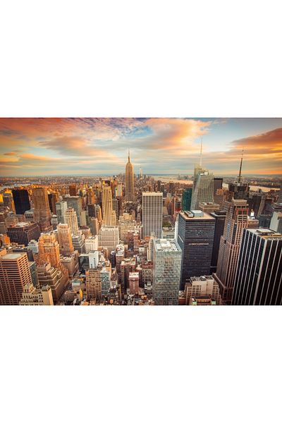 media Fototapet de perete autoadeziv si lavabil Fereastra Apus de soare peste New York City, 135 x 90 cm