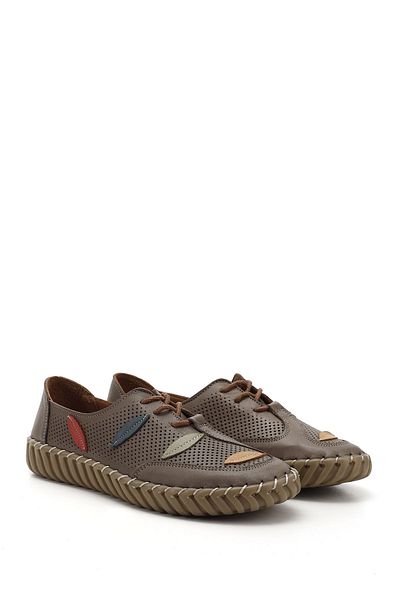 GÖNDERİ(R) Women / Girls Mink Antique Lace-Up Genuine Leather Comfort Shoes