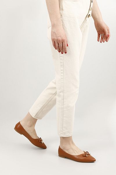GÖNDERİ(R) Women / Girls Tan Pointed Toe Bow Ballerinas