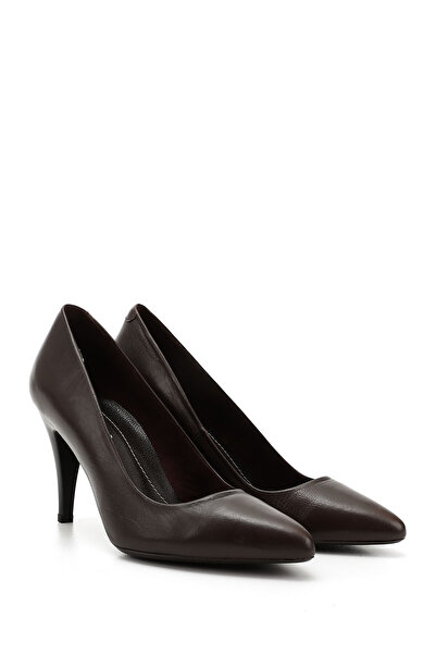 GÖNDERİ(R) Women's Brown Antique Pointed Toe Thin Heels Genuine Leather Stiletto