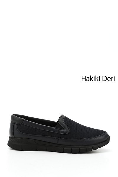GÖNDERİ(R) Women / Girls Navy Blue Antique Wedge Sole Genuine Leather Comfort Shoes