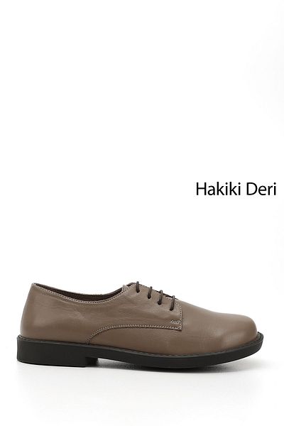GÖNDERİ(R) Women's Mink Antique Lace-Up Genuine Leather Oxford Shoes