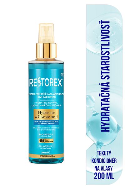 Restorex Hydratačný tekutý kondicionér na vlasy - bez kyseliny hyalurónovej a glykolovej, bez sulfátov! 200 ml