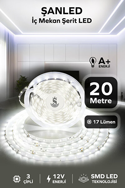 ŞANLED 3 Çipli Iç Mekan Şerit Led Tüm Mekanlar-(trafosuz) 5,10,20,30,40,50,100m