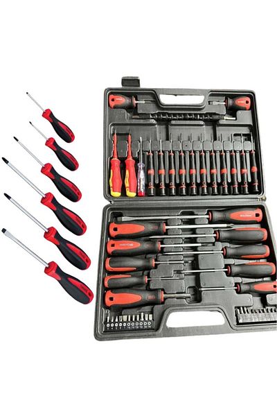 Evelise Trusă Mercaton cu 49 de șurubelnițe din oțel dur, mâner ergonomic din cauciuc, multicoloră