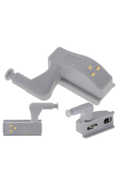 Evelise Set of 25 LED illuminated furniture hinges, Grey, 7.5 x 4 x 2 cm