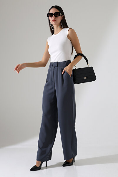 Berel Moda Штани Palazzo з застібками та кишенями, сірі