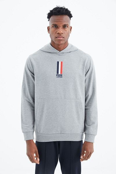 AIR JONES Φούτερ Harvey Grey Melange Hooded - 88309