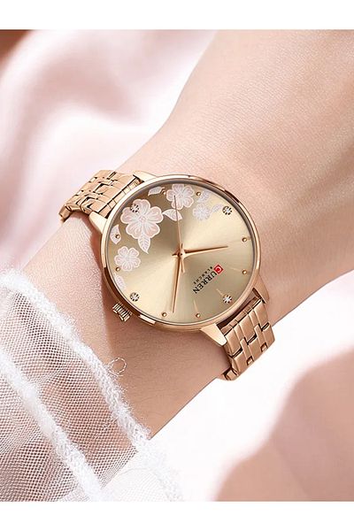 Curren 9068 Flower Women's Quartz Watch 30M Waterproof Stainless Steel Ladies Watch