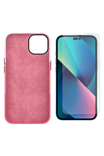 Evelise Protective case with reinforced edges for Iphone 14 Pro, Eco-leather and 9H Protective Film