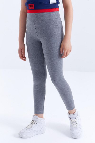 TOMMY LIFE Gray Melange High Waist Narrow Leg Girls' Tights - 75047